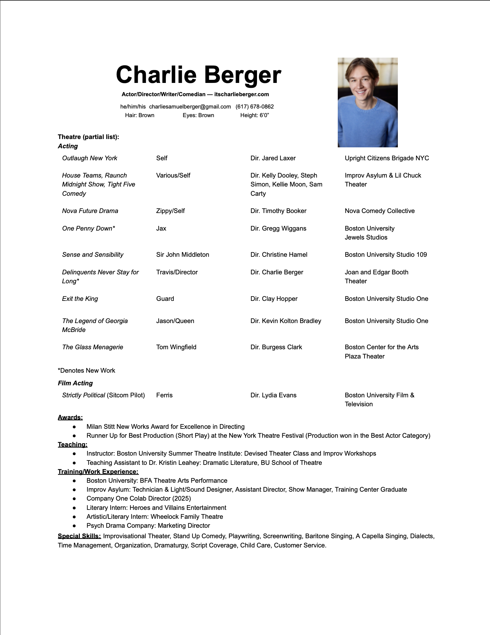 Thumbnail of Acting Resume